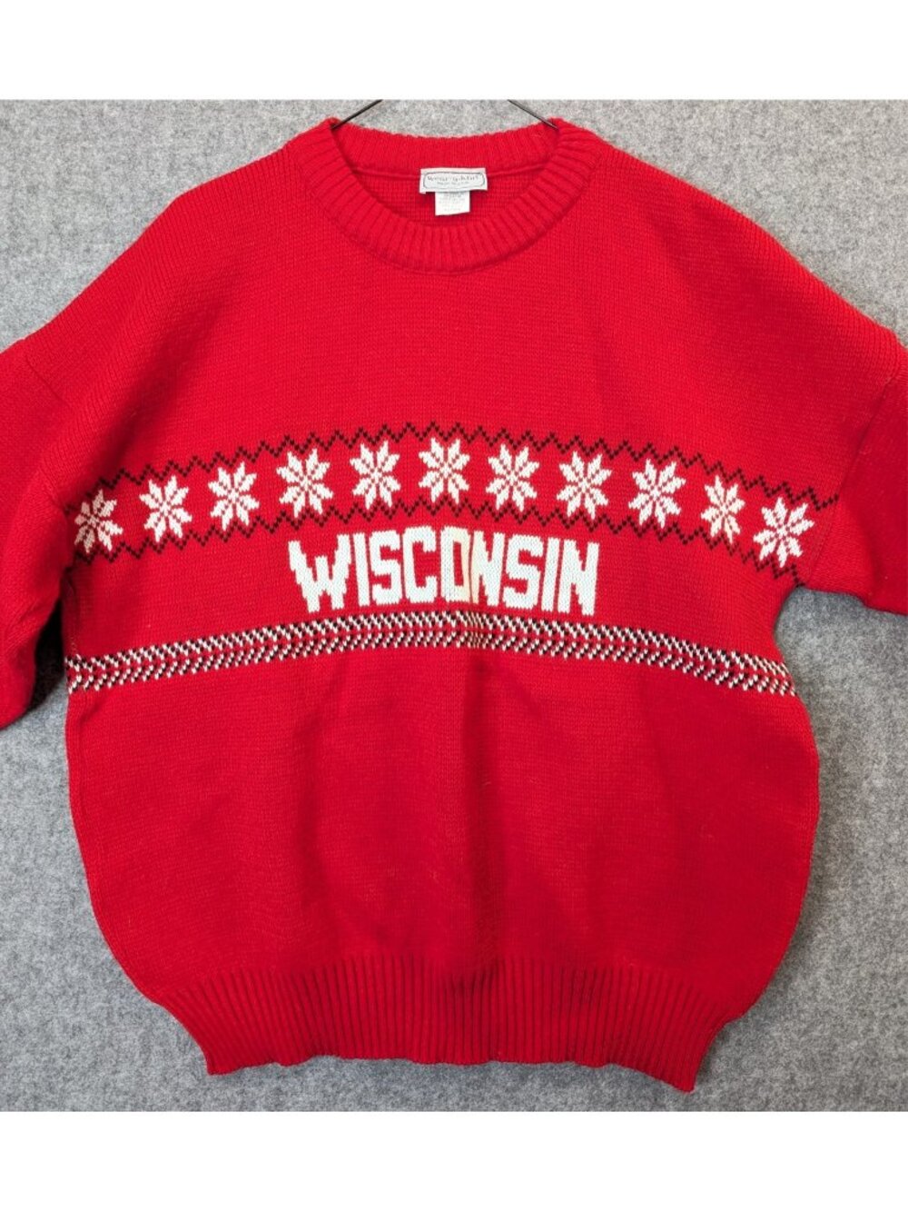 Wear A Knit Wisconsin Badgers Mens XL Sweater Vintage Red Hockey Christmas USA - Picture 3 of 9